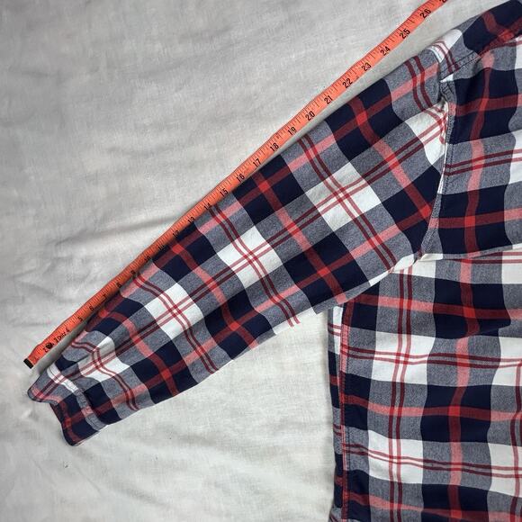 Chaps Mens L Classic Oxford Long Sleeve Shirt Red/White/Blue nautical preppy - Picture 7 of 10